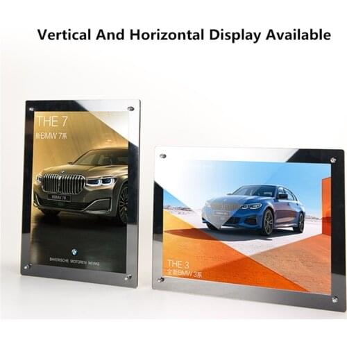 A4 Magnetic Wall Mounted Glass Picture Photo Frame Show Window Sign Holder Poster Document Certificate Display Frame