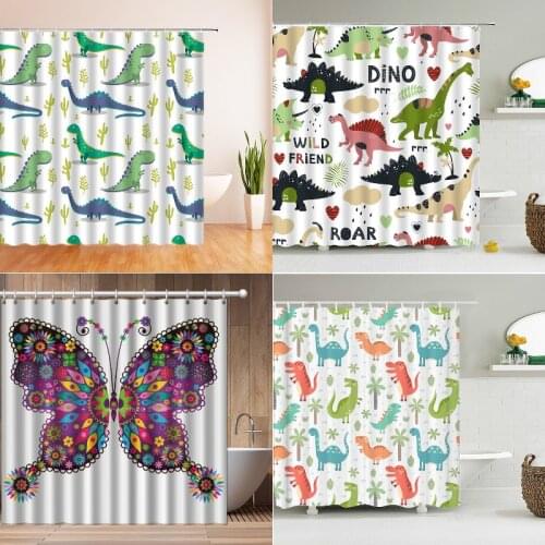 Cartoon dinosaur african bathroom decor curtain for bathroom panda shower curtain leaves shower curtain funny shower curtain