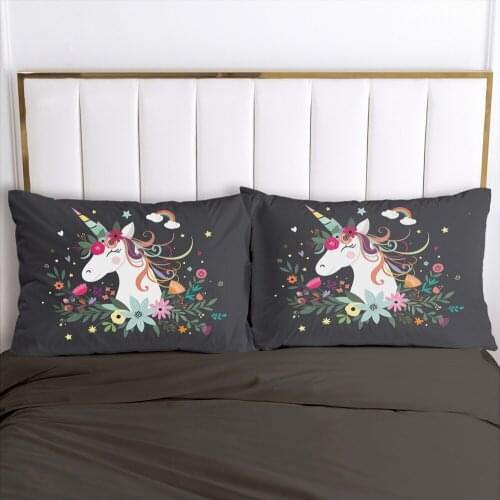 3D Unicorn 2PCS Pillow Cases Cartoon Decoration Throw Pillow Cover Bedding PillowCase For Baby Kids Child Girls Boys 50x75 50x80