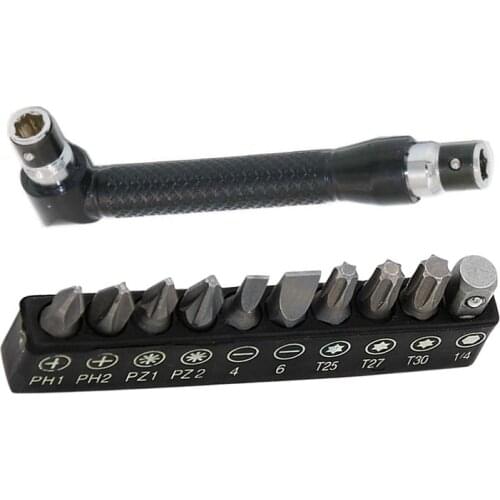 New 10 in 1Dual Head L-shaped Mini Socket Wrench 1/4 inch 6.35mm Hex Shank Metal Screwdriver Bits Socket Screw Bit Drill Set