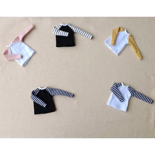 New Handmade blyth Doll Clothes Stipe Long Sleeve Sweater T-shirt for 1/6 Doll Clothes Accessories (fit Barbies,ob24,Blyth Doll