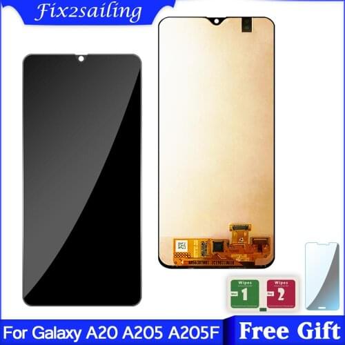 ORIGINAL 6.4'' LCD For Samsung galaxy A20 A205 A205F A205FD A205A Display Touch Screen Digitizer with frame For Samsung A20 lcd