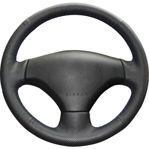 Hand-stitched Black Artificial Leather Car Steering Wheel Covers for Peugeot 206 2007-2009 Peugeot 207 Citroen C2