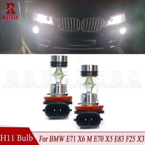 R-Atuo 2 Pcs H11 100W LED Bulbs Fog Light DRL Head Light Bulb White For BMW E71 X6 E70 X5 E83 F25 X3 E53 X5 E90 325 328 335i
