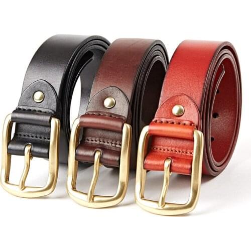 143 New Fashion Top Layer Leather Belt Wide Leather Belt Mens Wide Business Solid color Pin Buckle Belt