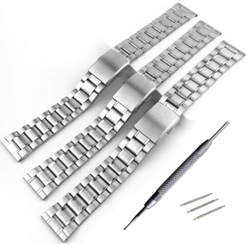 Silver Gold Men Watch Band Strap Stainless Stell Deployment Clasp Speed Master Wrist Women Band 12 14 16 18 20 22mm Accessories