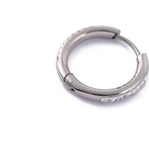 QiLuxy 1Pcs Fashion Punk Stainless Steel Hoop Earrings for Women Men Simple Couple CZ Zricon Small Circle Earrings Ear Jewelry