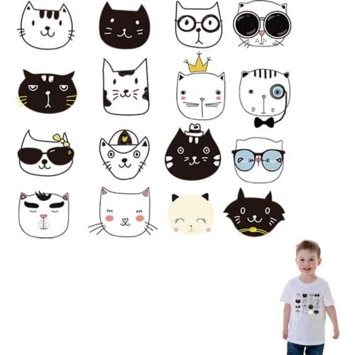 Cute Cat Iron On Transfers For Clothing DIY Washable Thermal Stickers On Hoodies Beautiful Animals On Clothes Appliqued Patches