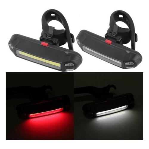 USB Rechargeable COB LED Bicycle Bike Front Rear Tail Light Warning Lamp New Arriva