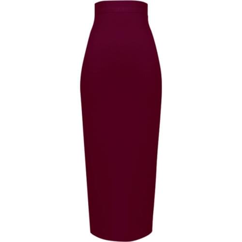 Women Candy Color Sexy Neon Green Pink Orange Yellow Pink Midi Knee Length Bandage Skirt 2021 Designer Pencil Skirt Faldas 78cm