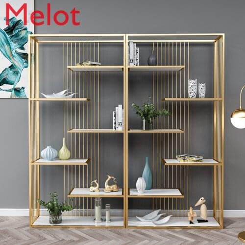 European-Style Iron Storage Rack Golden Floor Multi-Layer Bookshelf Simple and Light Luxury Wall-Mounted Storage Rack