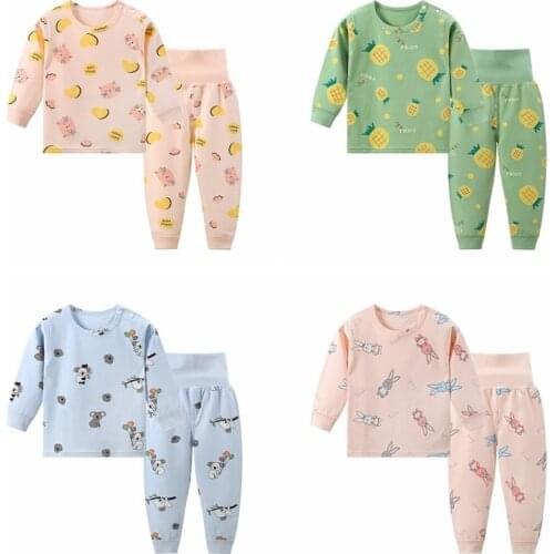 Girls Winter Outfits Print Cartoon Children Set Toddler Girl Clothes Pure Cotton Baby Long Sleeve Pajamas Girl Set 2021 New