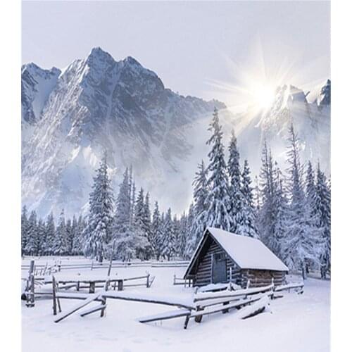 Gold Christmas Tree Photography Background Backdrop 3x5 White Snow Photo Backdrop for Family Photo Booth Camera Fotografia