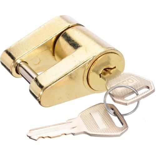 1pc Trailer Hitch Coupler Lock Towing Receiver Locking Truck Boat Pin Latch 2 Keys Zinc Alloy + Copper Car Anti-theft Lock
