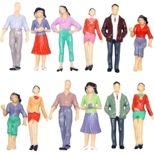 12pcs Model Trains G Scale 1:25 Painted Figures Standing Sitting People Railway Layout P25