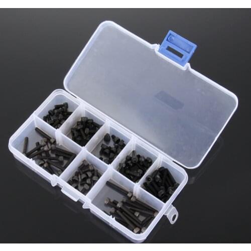 120Pcs M3(3mm)*5/6/7/8/10/16/18/20mm Hexagon Allen Hex Socket Round Head Cap Screw Assortment Kit Carbon Steel Bolt Box Packaged