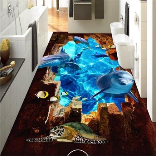 Beibehang 3d three - dimensional painting marine oil painting floor creative bedroom living room bathroom wall wallpaper 3d