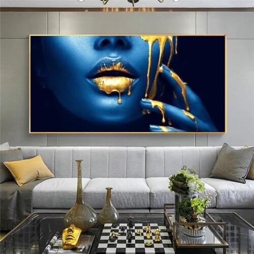 5d Diamond Painting Sexy Gold Lips African Woman Living Room Half Face Black Girl Picture Diamond Mosaic Home Decor