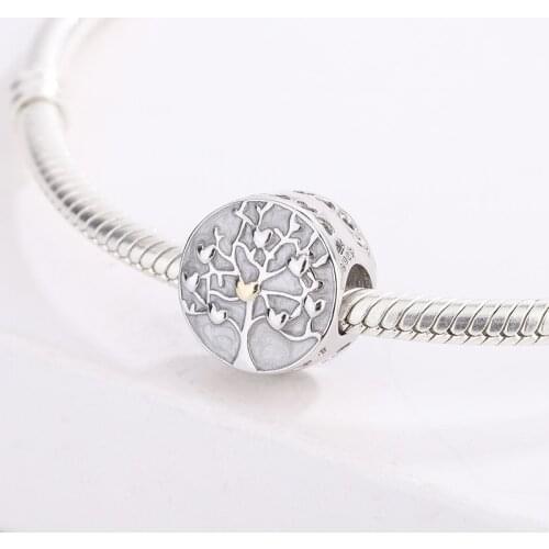 925 Sterling Silver CZ Zirconia Round Heart Shaped Tree Of Life Pendant Charm Bracelet DIY Jewelry Making For Pandora