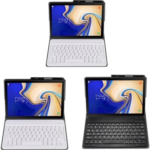 Keyboard Case For Samsung Galaxy Tab S4 10.5 2018 Model Sm-T830/T835/T837, Slim Shell Lightweight Stand Cover With Detachable Wi