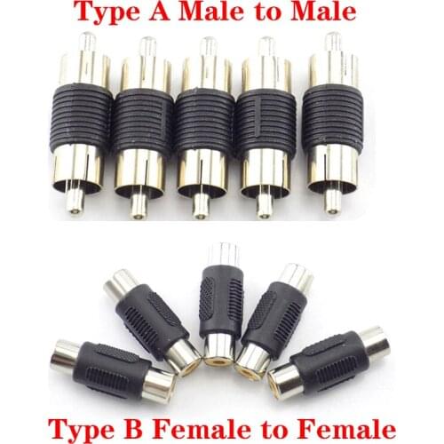 Dual RCA Male to Male Coupler Female to Female Audio Connector Adapter AV Cable Plug For CCTV Camera Connector Video