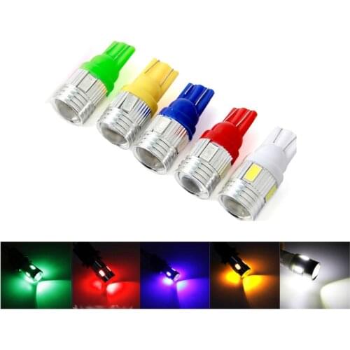 100x White High Power 3W LED Clearance Lights T10 5630 6SMD 194 168 W5W Universal Car Wedge Light with Projector Lens Lamp 12V