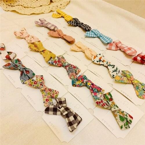Korean Plaid Hairpin Girl Baby Bow Handmade Fabric Hair Accessories