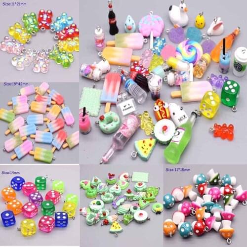 Lollipop, Cocktail, Conch, Rainbow Bear, Dice, Perfume Pendants Crafts DIY Making Findings Handmade Jewelry for Earring Necklace