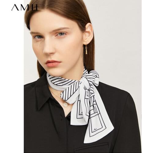 Amii Minimalism Headbands For Women Fashion Geometric Printed Headwear Office Lady Casual Silk Scarf 12140885