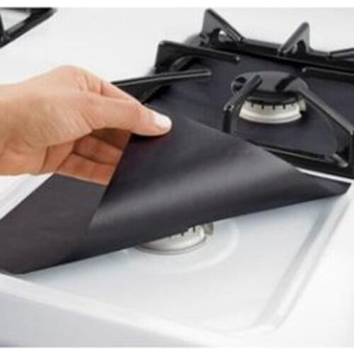 Reusable Aluminum Foil 4pcs Gas Stove Protectors Cover/Liner Clean Mat Non-Stick Dishwasher Safe Protective Foil Kitchen Tools 9