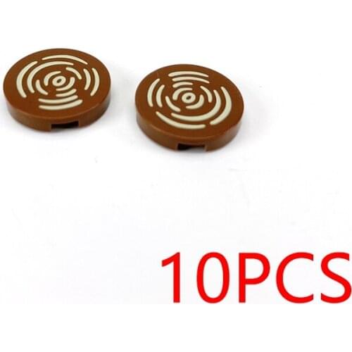 [MOC Hub] 10PCS Print Wooden Pattern 2x2 Round MOC Building Blocks Tile Construction Classic Brick Toys Kids Learning Education