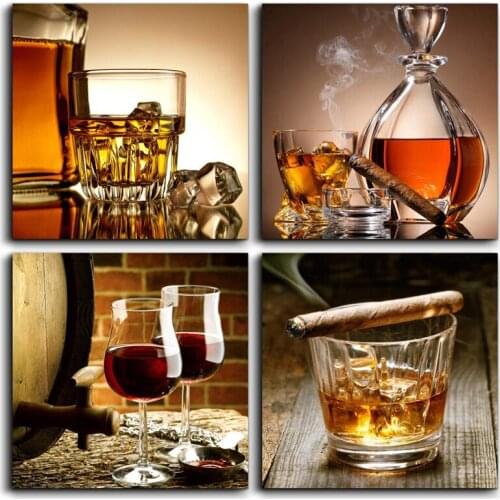 Diy 5d Diamond Painting cross stitch kits 4pcs Kitchen Wall Decor Canvas Art Still Life Wine Glass Diamond EmbroideryZP-1876