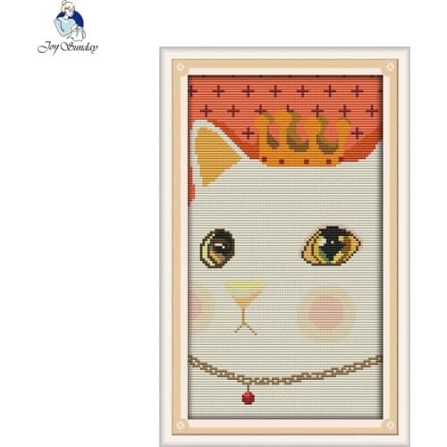 DIY Handmade Needlework 3D Cross Stitch Set Embroidery Kit 11CT Precise Printed Cat Princess (3) Pattern Cross-Stitching