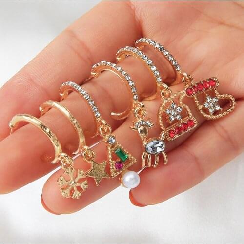 6-piece set Korean version of the new temperament earring animal earrings female color fashion deer jewelry earrings gift