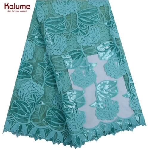 Latest Wine Red African Embroidery Tulle Lace Fabric 2019 High Quality French Milk Silk Lace Fabric With Sequins 5 Yards 1684