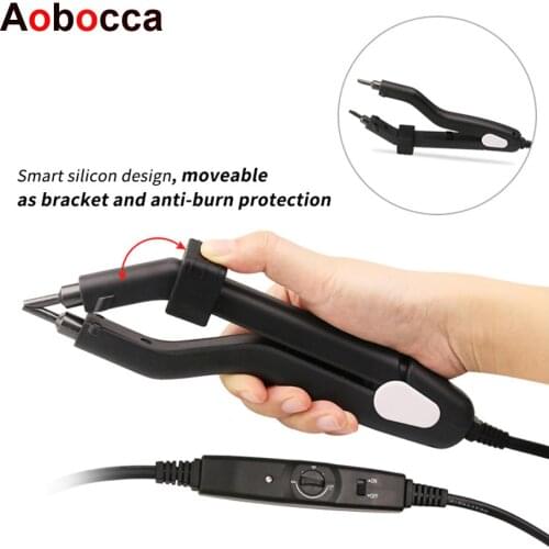 Aobocca New LOOF Temperature Control Hair Connector Mini Sol Head Smart Handle Hair Extension Heat Iron EU Plug