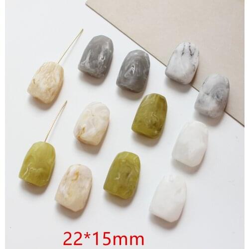 New 50pcs/lot color scrub print geometry irregular rectangle shape straight holes beads diy jewelry making