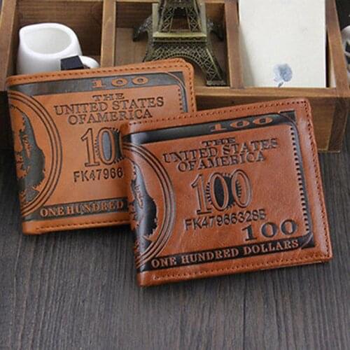 Creative Mens American Dollar Shape Wallet PU Leather Bifold Credit Id Card Holder Slim Coin Purse Personality Fashion