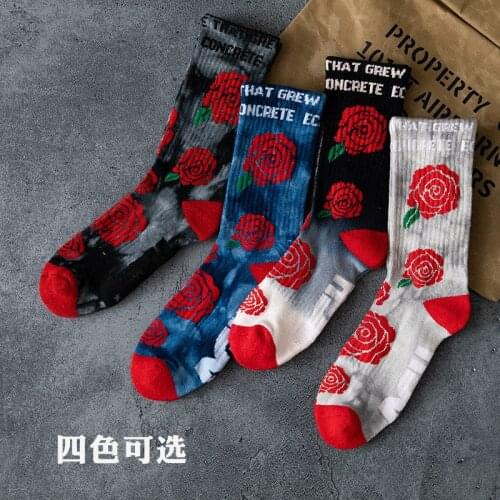 Autumn and winter tie-dye terry socks ins street personality socks couple sports in tube womens socks skateboard mens socks