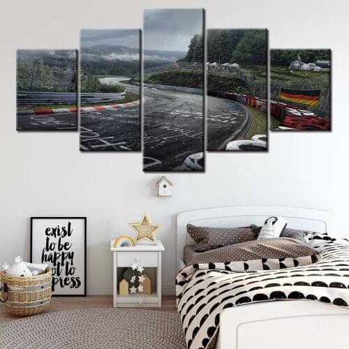 Canvas Printed Pictures Wall Art Painting 5 Panel Nurburgring Rally Road Home Decoration Module Poster For Living Room