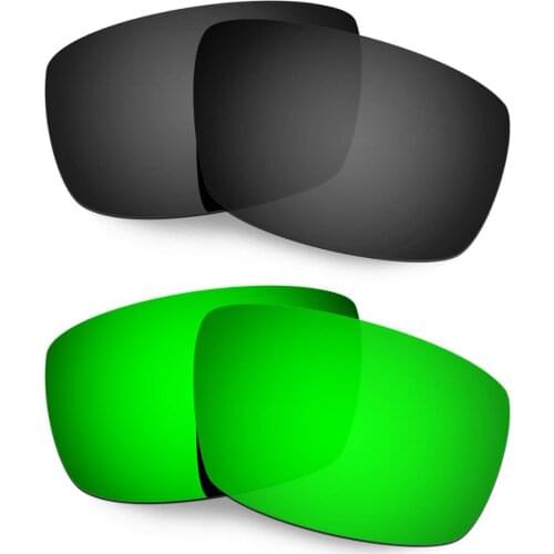 HKUCO For Spy Optic Logan Sunglasses Polarized Replacement Lenses 2 Pairs Black & Green
