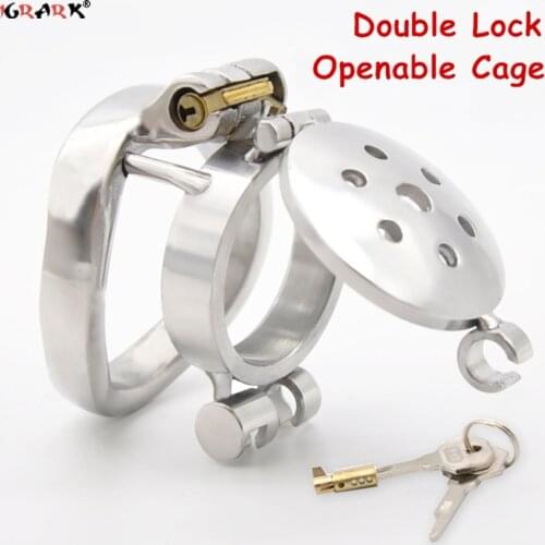 Strapon Cock Cage Penis Rings Sleeve Double Lock Flip Cover Male Chastity Device Sex Toys for Men Couples Adult Erotic Products