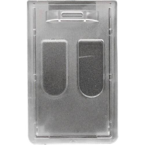 Vertical Solid Transparent PC Matte ID Card Shell With Dual Card Slots Internal Card Holder Employee ID Badge Holder