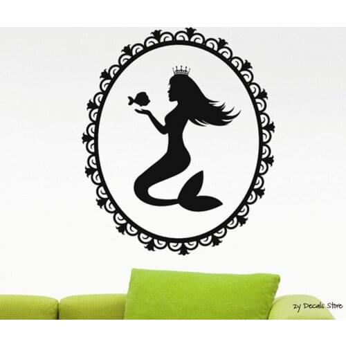 Mermaid Wall Vinyl Decal Fish Ocean Sea Sticker Beauty Salon Decor Home Living Room Bedroom Kids Nursery Mural Wall Decor H541