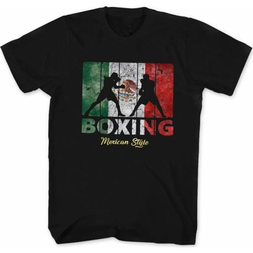 Vintage Style Mexican Flag Boxing Mens T-Shirt Summer Cotton Short Sleeve O-Neck Unisex T Shirt New S-3XL