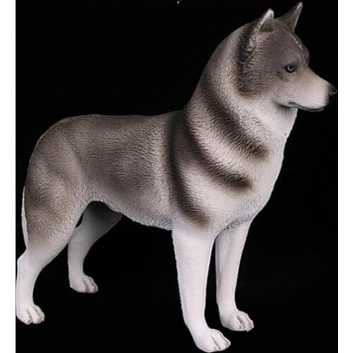 Yellow and Grey Siberian husky Dog Models Lovely Animal Gifts Toys