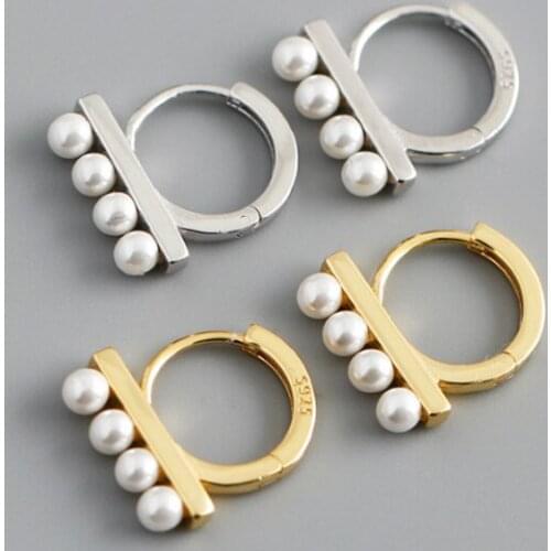 Dreamhonor 2021 Newest Design Fashion Style Retro Vintage 925 Silver Pearl Hoop Earrings For Woman Jewelry Accessories