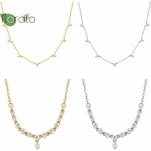 925 Sterling SiSlver Wedding White Crystal Choker Necklace for Women Collar Clavicle Necklace Engagement Party Fashion Jewelry