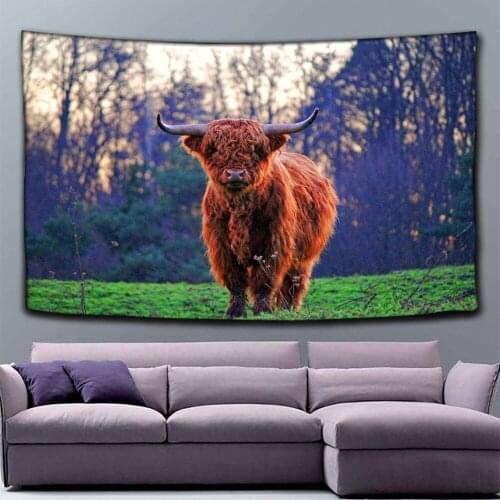 Buffalo Animal Ins Home High Pixel Art Decorative Tapestries Bathroom Tapestry Wall Hanging Decor Gift