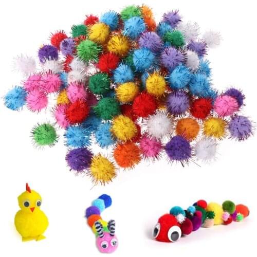 100/1000Pcs 10/12/15/20/25/30mm Mini Fluffy Pom Poms Pompoms Glitter Ball Handmade Toys DIY Sewing Craft Supplies Mixed Color